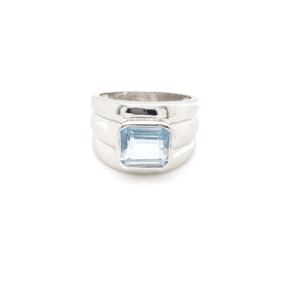 Sterling Silver 925 Vintage women’s Ring With Blue Color Birthstone